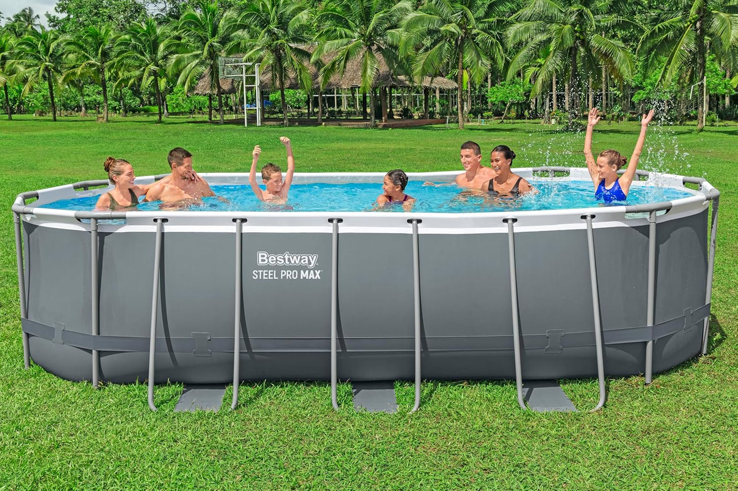 Bestway Power Steel Oval Frame Pool Complete Set with Filter Pump 549x274x122 cm - No: 56710