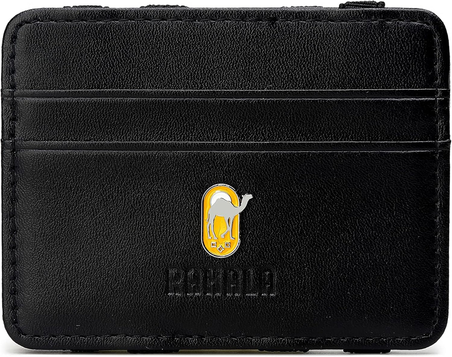 Rahala Men's Leather Bifold Cash Strap Cardholder Wallet (Black) - No:RA108