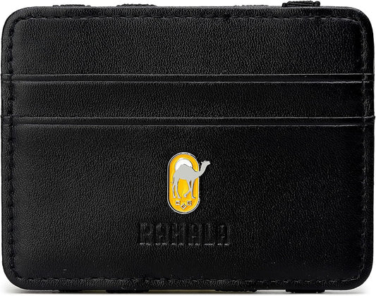 Rahala Men's Leather Bifold Cash Strap Cardholder Wallet (Black) - No:RA108