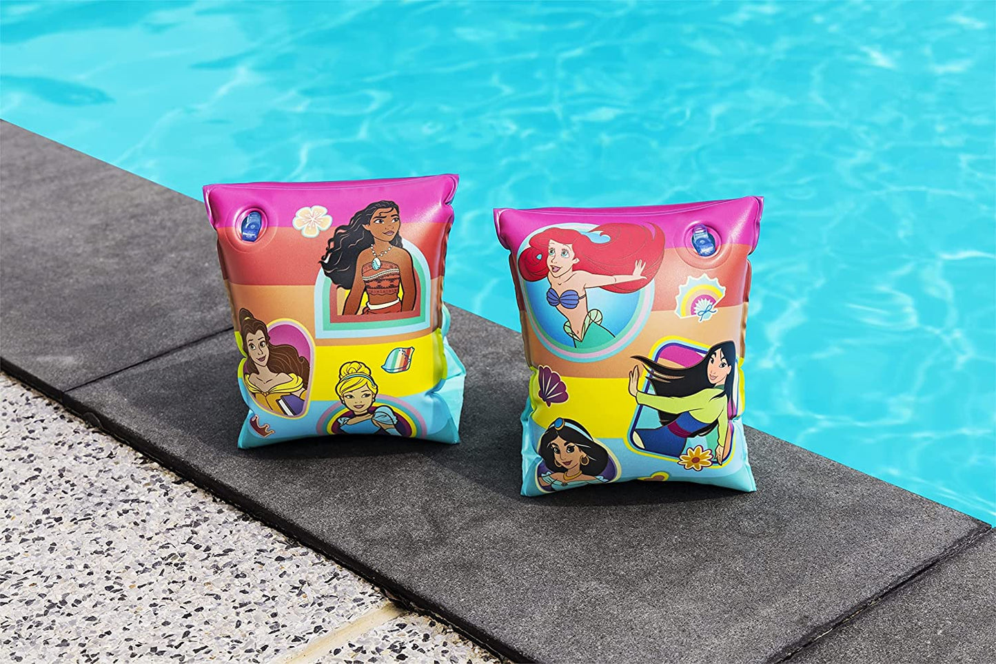 أساور معصم قابلة للنفخ من بيست واي بتصميم أميرات ديزني للأطفال من عمر 3 إلى 6 سنوات - رقم: 91041