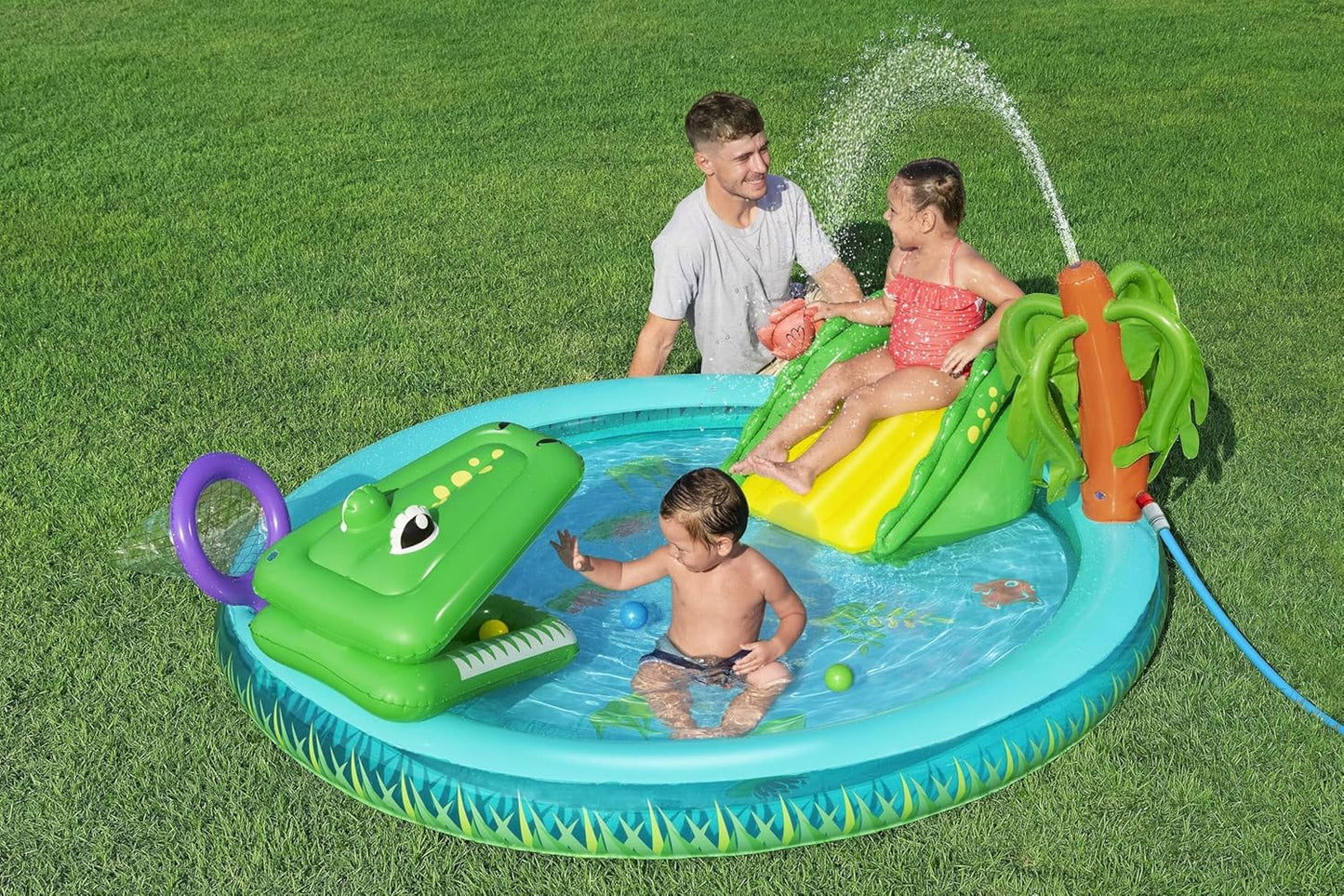 Bestway Inflatable Crocodile Cove Inflatable Playcenter with Swimming Pool - 2.23 m x 1.80 m x 72 cm - No:53166
