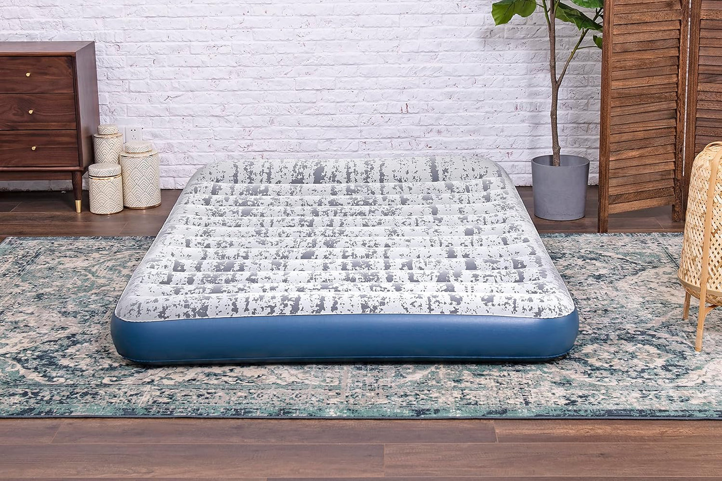 Bestway Tritech Fashion Flock Air Mattress Queen Built-in AC Pump 2.03m x 1.52m x 30cm - No:67836
