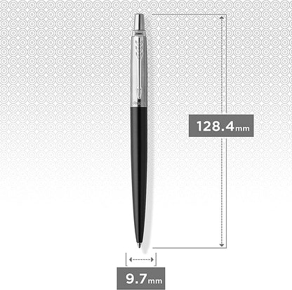 Parker Jotter Ballpoint Matte Black | Chrome Trim | Medium Point Pen Gift Set – Premium Black Ballpoint Pen with Luxury Presentation Box - CT - Black