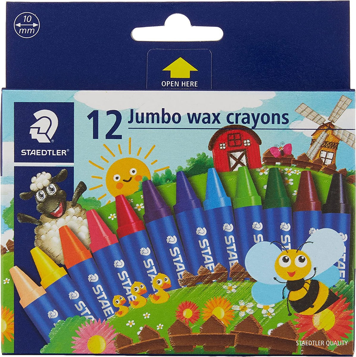 Staedtler Jumbo Wax Crayons, 12 Pieces - No:2290NC12