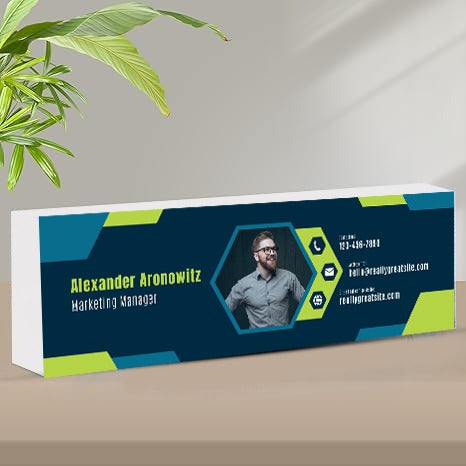 لوحة اسم مكتبية من الأكريليك من آرت بلوكس - أزرق