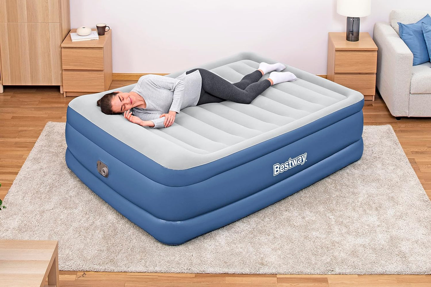 Bestway Tritech Airbed Queen Inflatable Mattress Built-in AC Pump 2.03m x 1.52m x 61cm - No:67690