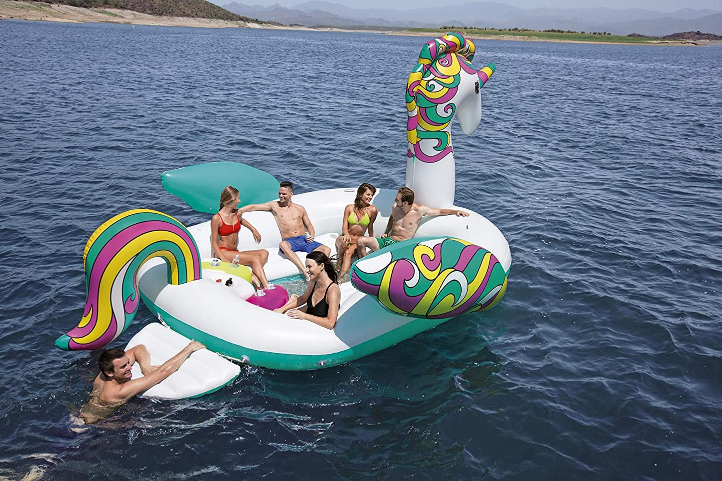 Bestway Giant Unicorn Island pool float inflatable 5.90m x 4.04m (Island) - No:43228