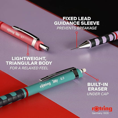 Rotring Tikky Pastel Mechanical Pencils HB 0.7 mm(Sea Blue) with Comfort Rubber Grips