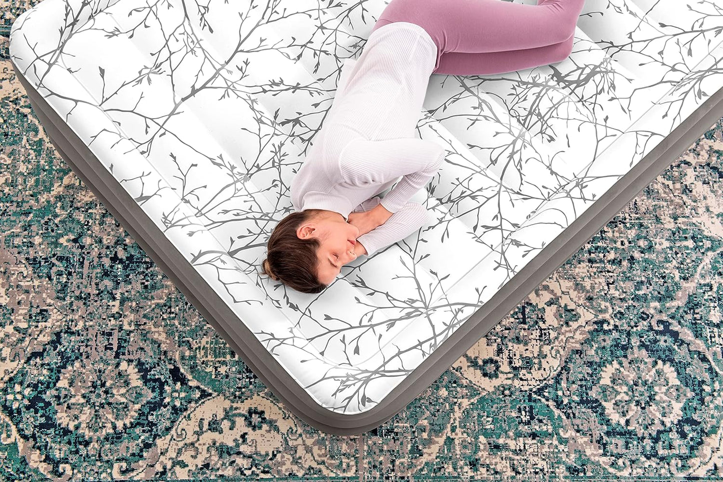 Bestway Tritech Fashion Flock Air Mattress Queen Built-in AC Pump 2.03m x 1.52m x 56cm - No:6713E