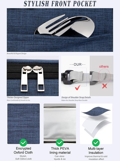 حقيبة غداء معزولة من باغي، 7 لتر، حقيبة حرارية مطورة، حقيبة تبريد، حقائب غداء حرارية (نجوم / أسود)