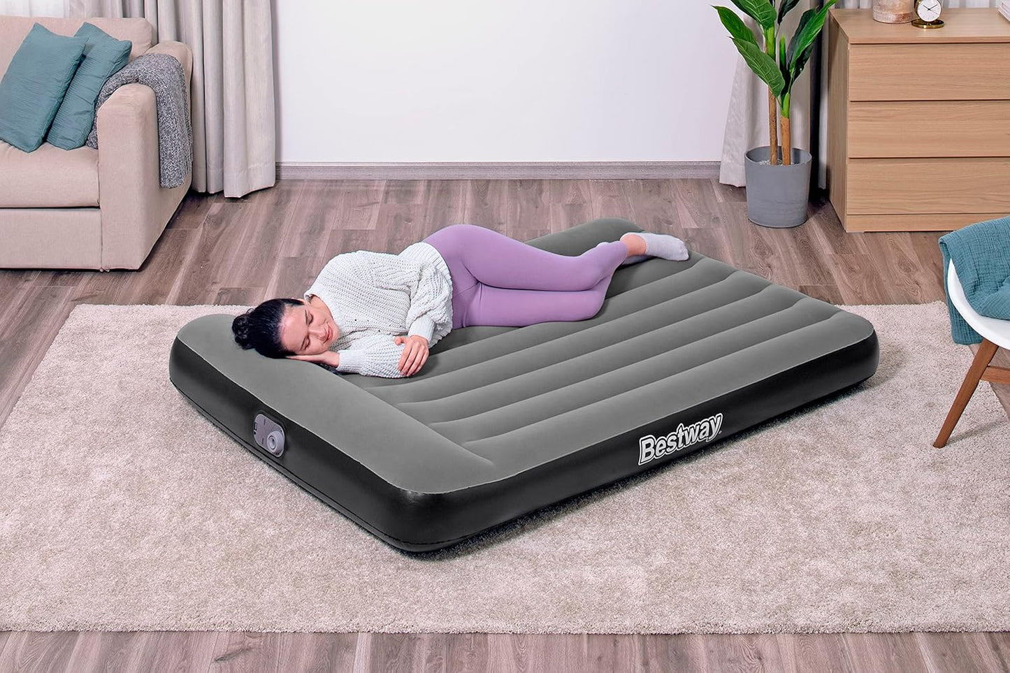 Bestway Tritech Airbed Full Sleeping Mattress Built-in  AC pump 1.91m x 1.37m x 30cm - No:67462