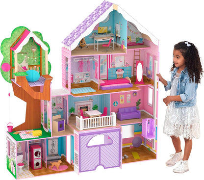 KidKraft Treehouse Retreat Mansion Dolls house with EZ Kraft Assembly with 26 Accessories - No:10108
