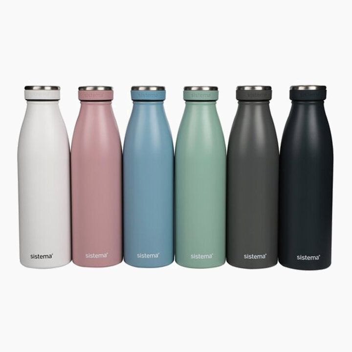 Sistema Hydrate Stainless Steel Water Bottle 500 ml Leak-Proof Reusable BPA & Phthalate Free - No:00550 - Assorted Color
