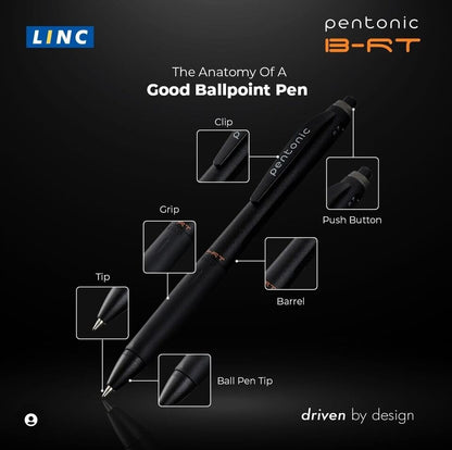 Pentonic Smooth Premium Black Ball Point Pen 0.7 mm Medium Point - Red
