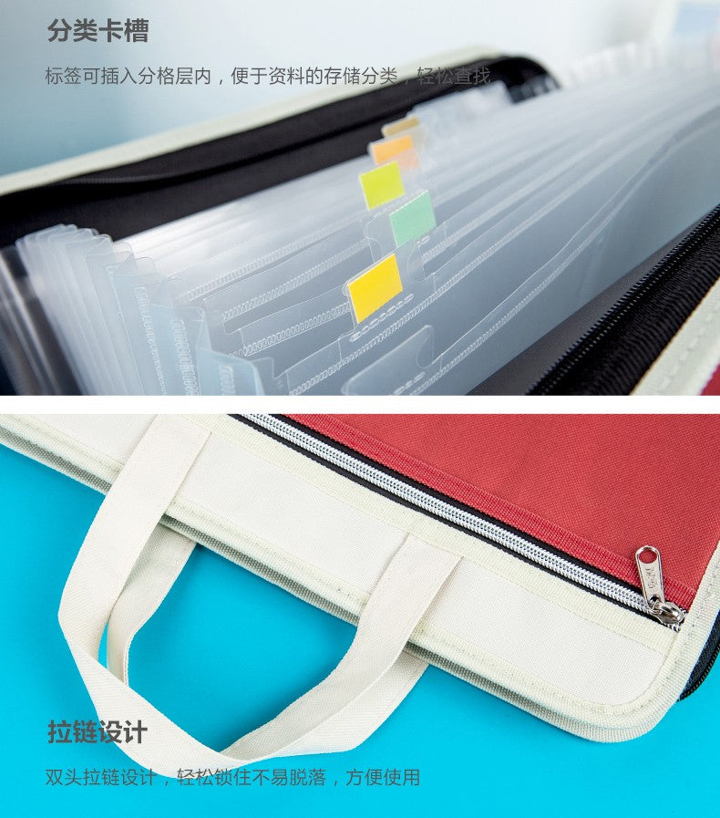 M&G Portable Canvas Organizer Bag A4 Multi-layer File-No:1710
