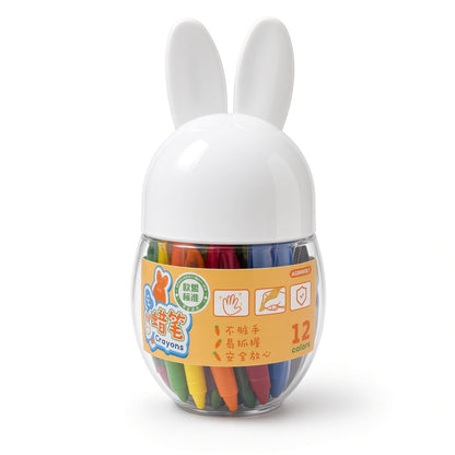 M&G Chenguang Bunny-Shaped Crayon Set – 12 Colors, Easy-Grip Design, Creative Coloring Crayons – No: AGM900L1