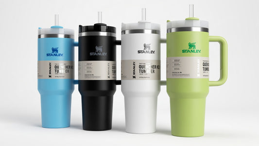 1.2L insulated travel mug with handle and straw - front view