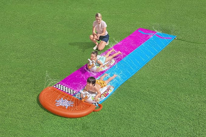 Bestway H2OGO Lawn Double Water Slide with 2 Inflatable Llama Shaped Ride-On Floats - 488 cm - No:52320