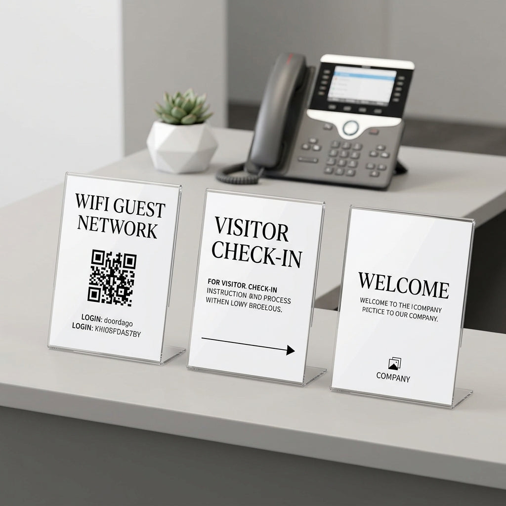 YIHAO A5 PVC L-Shaped Card Stand – Clear Vertical Document & Sign Holder - Size: 148 × 210 mm - No: Y-206