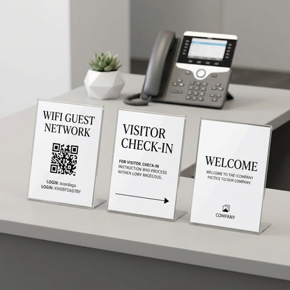 YIHAO A5 PVC L-Shaped Card Stand – Clear Vertical Document & Sign Holder - Size: 148 × 210 mm - No: Y-206
