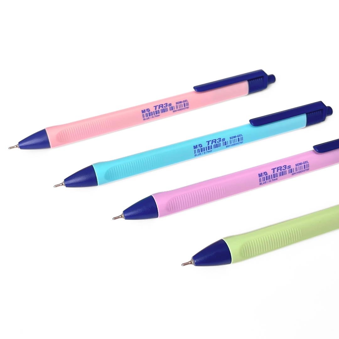 M&G Chenguang TR3S Semi-Gel Ballpoint Pen 0.7mm – Retractable Blue Ink Pen with Ergonomic Grip – 1 Pcs - No: ABPW30R2