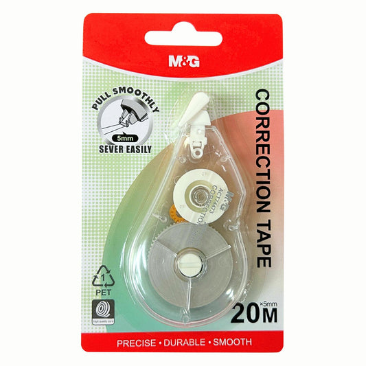 M&G Chenguang Correction Tape 20m x 5mm – PET Instant Dry Correction Tape, Smooth & Precise with Easy Pull Mechanism - 1pcs - No: ACT74473