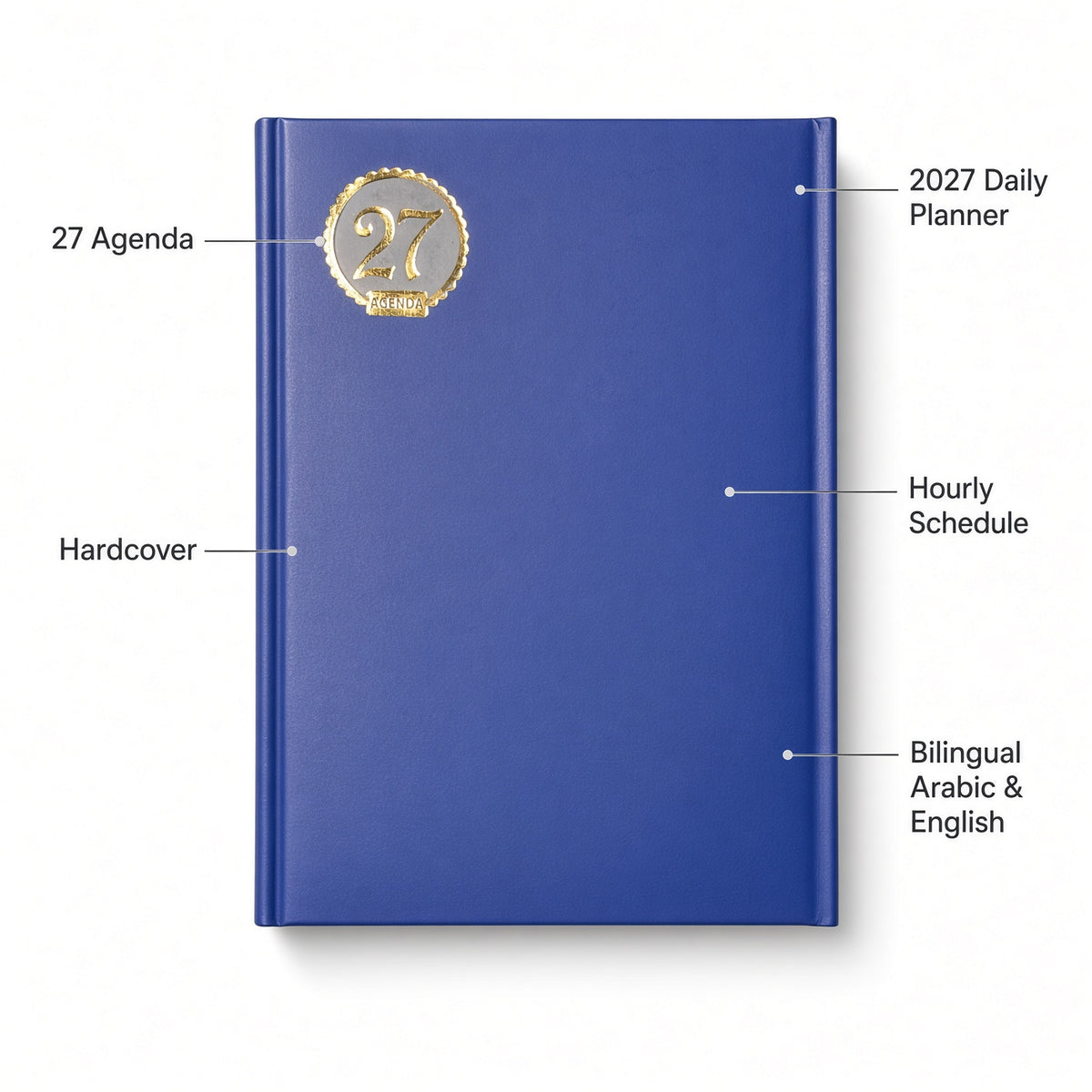 2027 Daily Agenda Planner – Hardcover Diary with Hourly Schedule, Bilingual Arabic & English, 27 Agenda - Size: B5, Assorted Colors - 1pcs