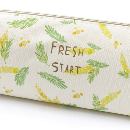 M&G Chenguang Fresh Start Floral Fabric Pencil Case – White & Green – 1pcs - No: APB932HA