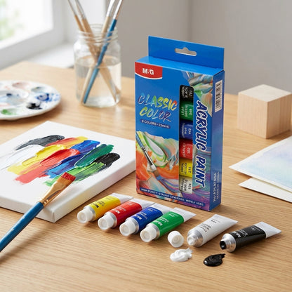 M&G Chenguang Classic Color Acrylic Paint Set – 6 Vibrant Colors (22 ml) High Purity & Strong Coverage - No:APL976S4