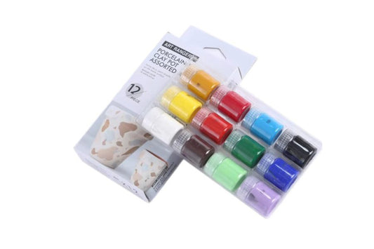 Art Rangers Porcelain & Clay Pot Paint Set – 12 x 15ml Assorted Colors for Ceramic, Pottery & DIY Craft Projects - No:WX02.A12015-3