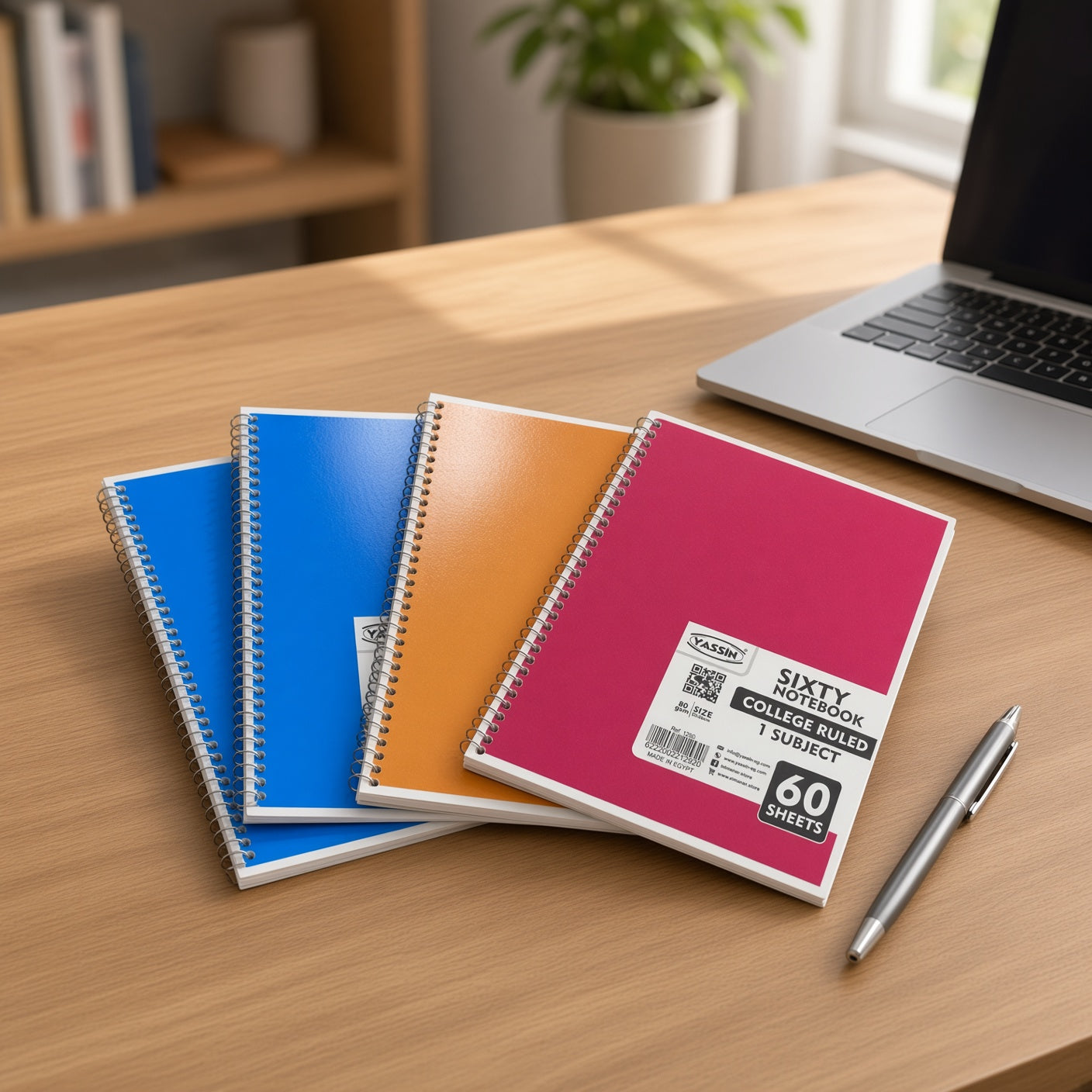 YASSIN Sixty Notebook – College Ruled, 1 Subject, 60 Sheets, 80 GSM, 19 × 26 cm, Spiral Bound - No: 1290