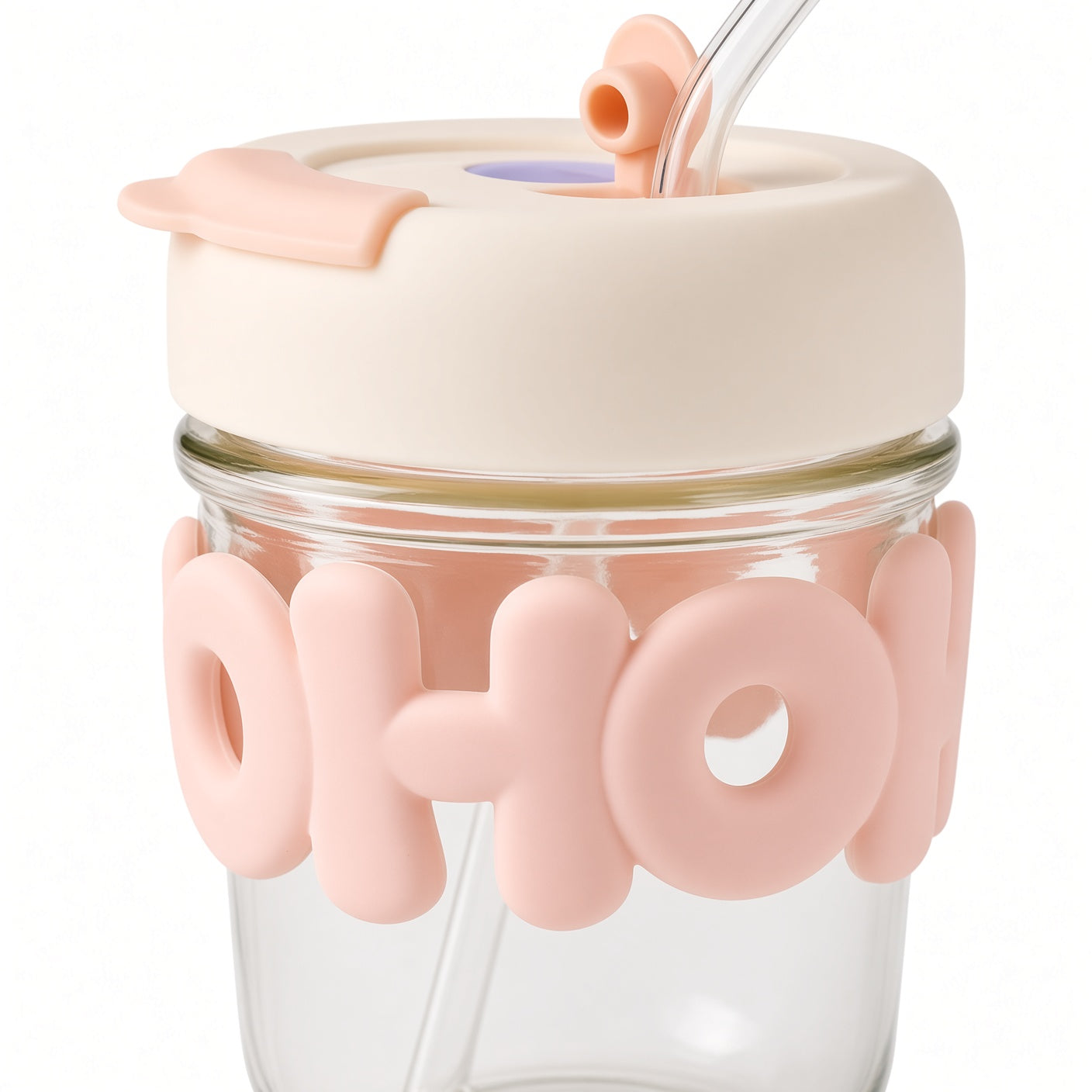 Cute OHOI Kids Water Bottle with Straw Water Cup, Glass Cup, Straw Cup for Women, Cute Portable Heat Resistant Cup – 480ml