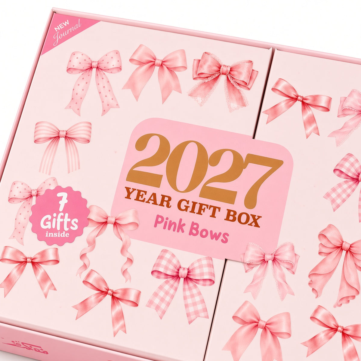 Mofakera Pink Bows Weekly Box 2027 – A5 Weekly Planner & 7-Piece Stationery Gift Set - Pink - ( Agenda )