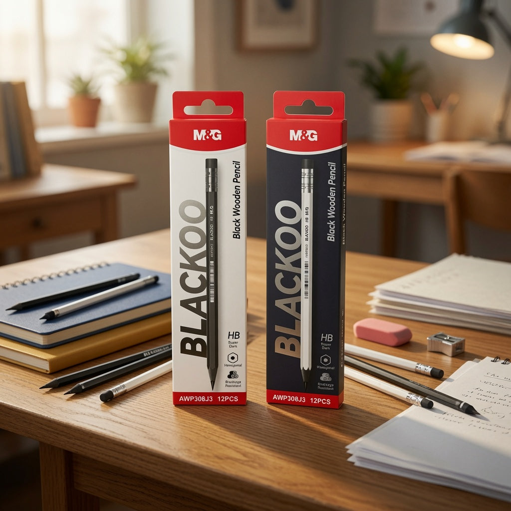 M&G Chenguang Blackoo HB Wooden Pencils – Super Dark Graphite, Break-Resistant Hexagonal Pencils, 12-Pack, School & Office Use  - No: AWP308J3