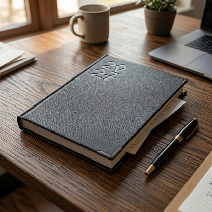 Premium Black Leather 2027 Daily Planner Diary with Paper Holder, Hardcover Notebook, Daily Organizer - 1pcs - Black