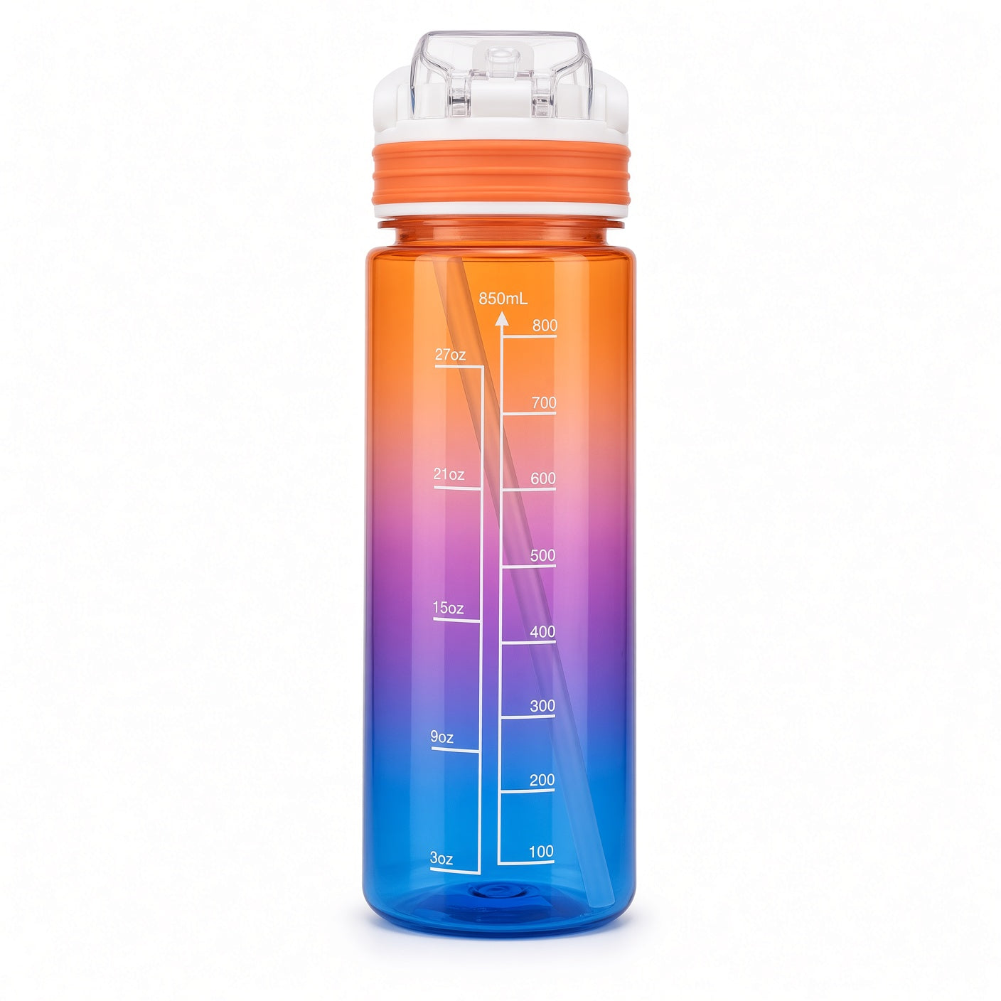 BEAUTY SPORT 850ml Sports Water Bottle with Straw & Flip-Top Lid – Reusable Leak-Resistant Bottle- Assorted Color