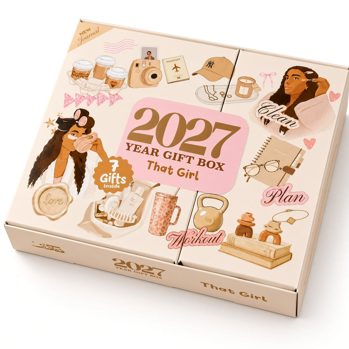 Mofakera That Girl Weekly Box 2027 – A5 Weekly Planner & 7-Piece Stationery Gift Set - Beige ( Agenda )
