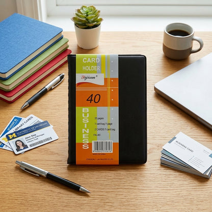Business Card Holder Book – 40 Cards Capacity PVC Card Organizer Wallet for Office & Personal Use