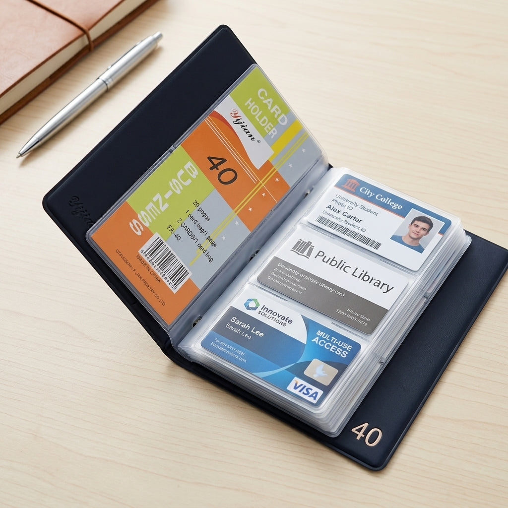 Business Card Holder Book – 40 Cards Capacity PVC Card Organizer Wallet for Office & Personal Use