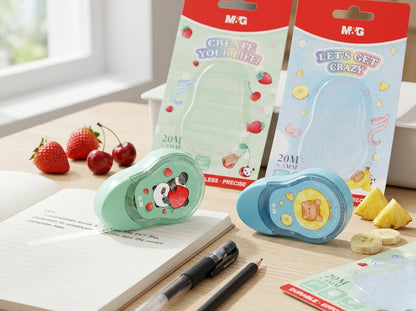 M&G Chenguang Cute Cartoon Correction Tape 20m x 5mm – PET Instant Dry Correction Tape, Panda & Bear Design - 1pcs - No: ACT52378