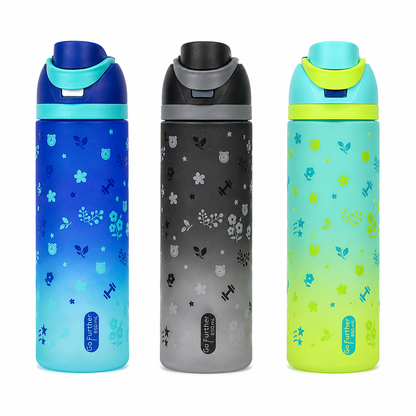 Go Further 850ml Water Bottle with Straw – Leak-Resistant Sports & School Bottle, 29.92oz