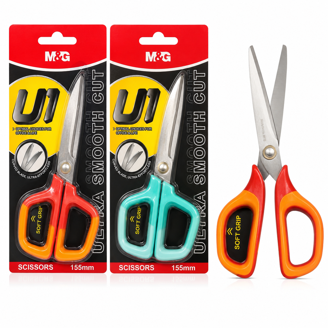 M&G Chenguang Ultra-Smooth Soft Grip Scissors 155mm – Curved Ultra-Fine Stainless Steel Blade - 1pcs - No: ASS913AV