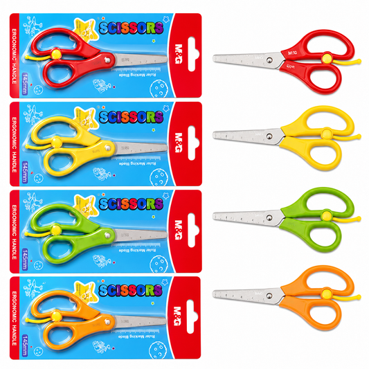 M&G Chenguang Kids Scissors 145mm – Ergonomic Handle, Ruler Marking Blade & Stainless Steel Blades - 1pcs - No: ASS913BF