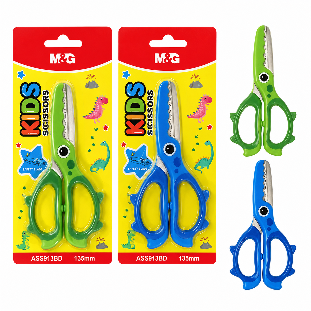 M&G Chenguang Kids Safety Scissors 135mm – Blunt Tip Stainless Steel Blades with Comfortable Handle - 1pcs - No: ASS913BD