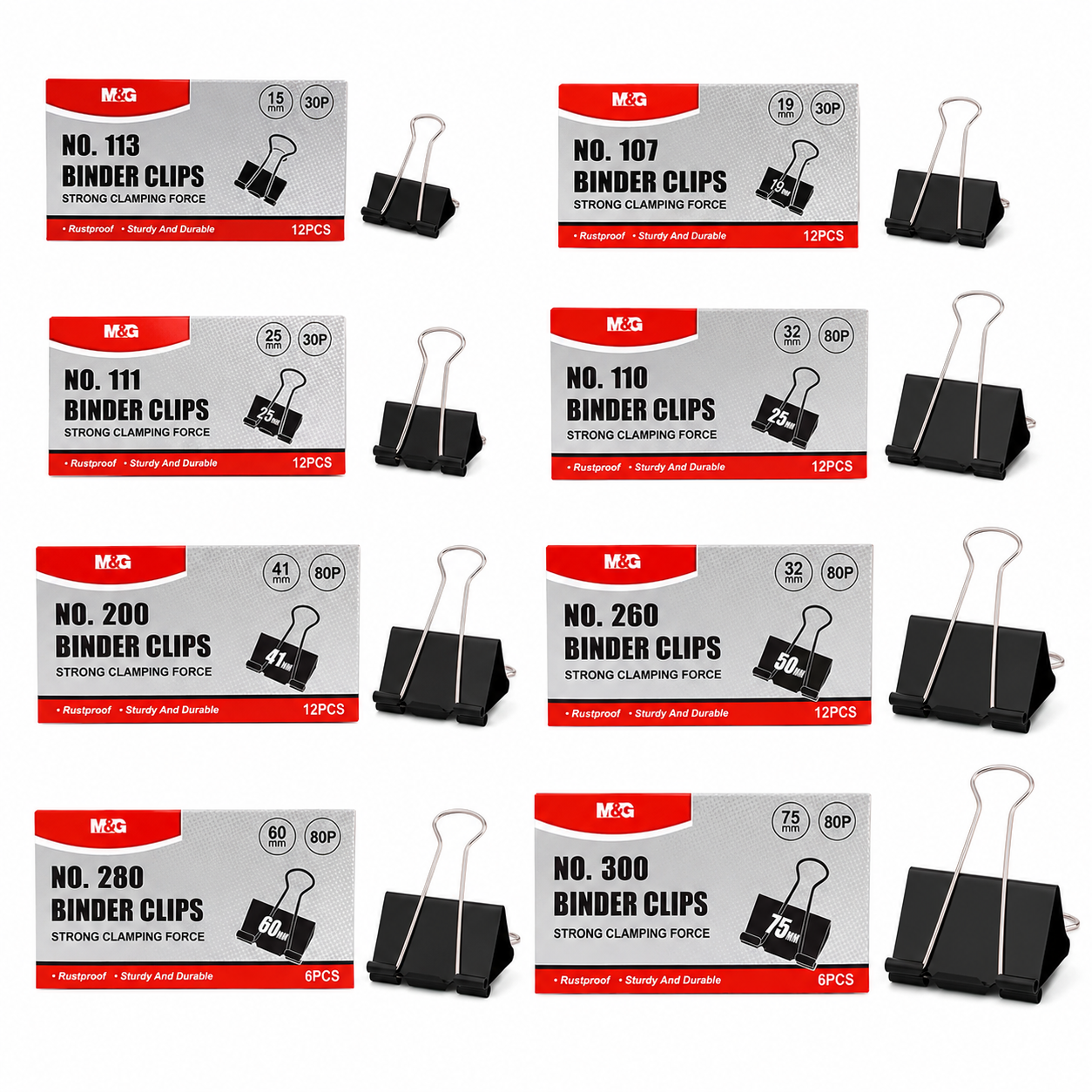 M&G Chenguang Binder Clips – Strong Clamping Force, Assorted Sizes for Office, School & Home Organization - 1pack