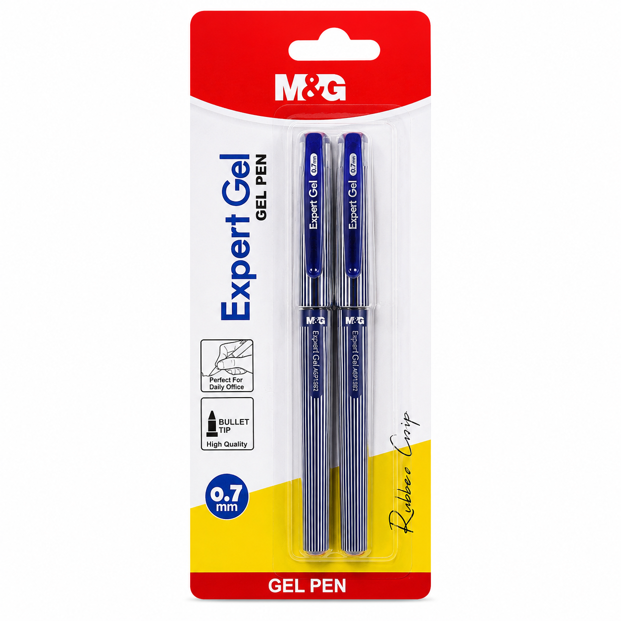 M&G Chenguang Pack of 2 Expert Gel Pen Set – 2 Blue Gel Pens, 0.7mm Bullet Tip - No: AGP136R2
