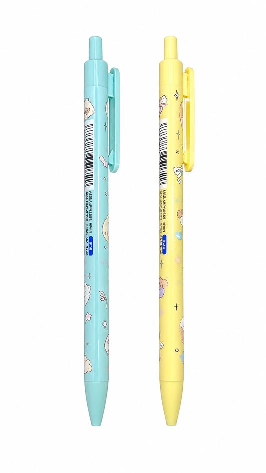 M&G Chenguang Cute Cartoon Ballpoint Pen 0.5mm – Smooth Writing Retractable Pen, Blue Ink - 1pcs -No:ABP44655