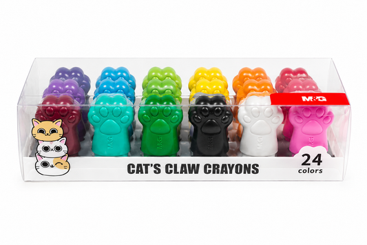 M&G Chenguang So Many Cats Claw Shaped Wax Crayon 24 Colors Bright and Safe Artistic Expression, SMC, Non-Toxic- No:AGMX4173