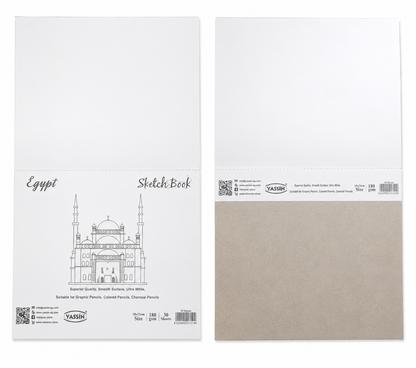 M&G YASSIN Egypt Sketch Book – 18 × 21 cm – 180 GSM – 30 Sheets – Premium White Drawing Paper for Sketching, Graphite, Colored Pencils & Charcoal