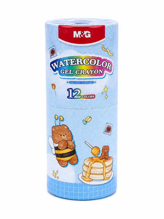 M&G Chenguang Watercolor Gel Crayons 12 Colors – Smooth Twist-Up Gel Crayons in Portable Storage Tube - No:AGMW8027